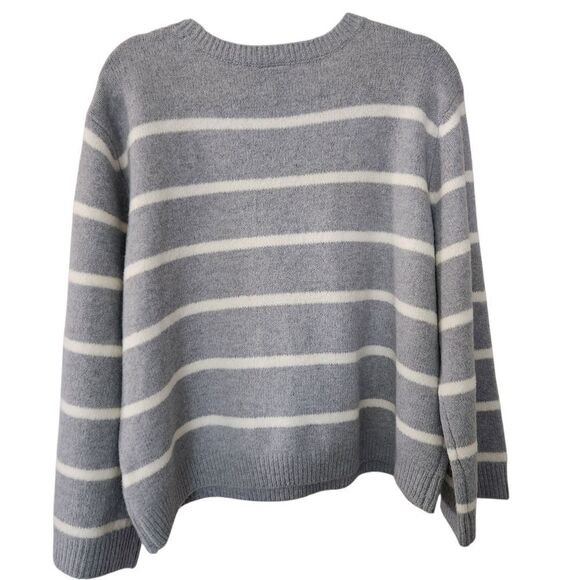 Worthington Womens Striped Sweater Gray & White Long Sleeve Size XXL - Picture 2 of 6
